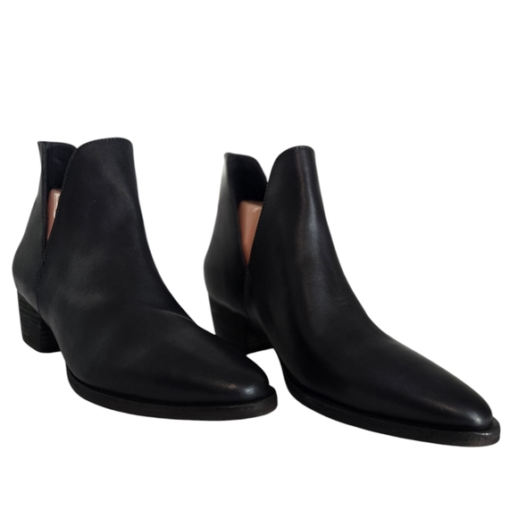 Free People Charm Double V Black Leather Ankle Boots Booties 8.5 - Picture 3 of 13